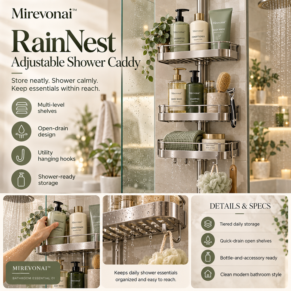 Mirevonai™ RainNest Adjustable Shower Caddy