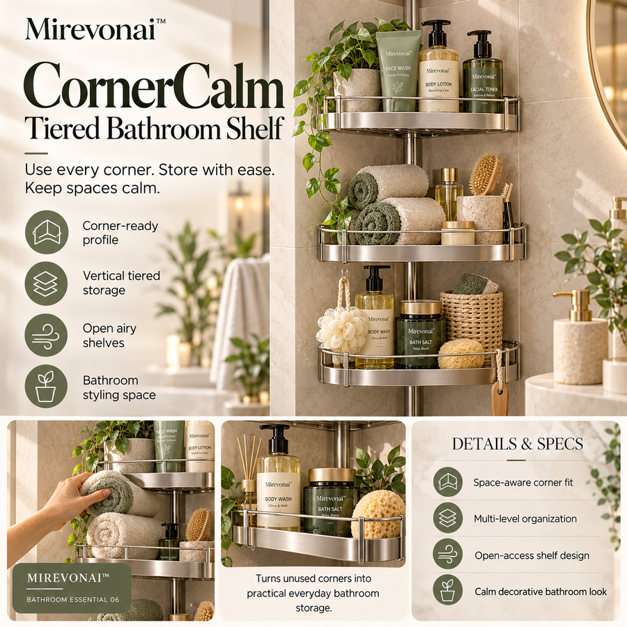 Mirevonai™ CornerCalm Tiered Bathroom Shelf