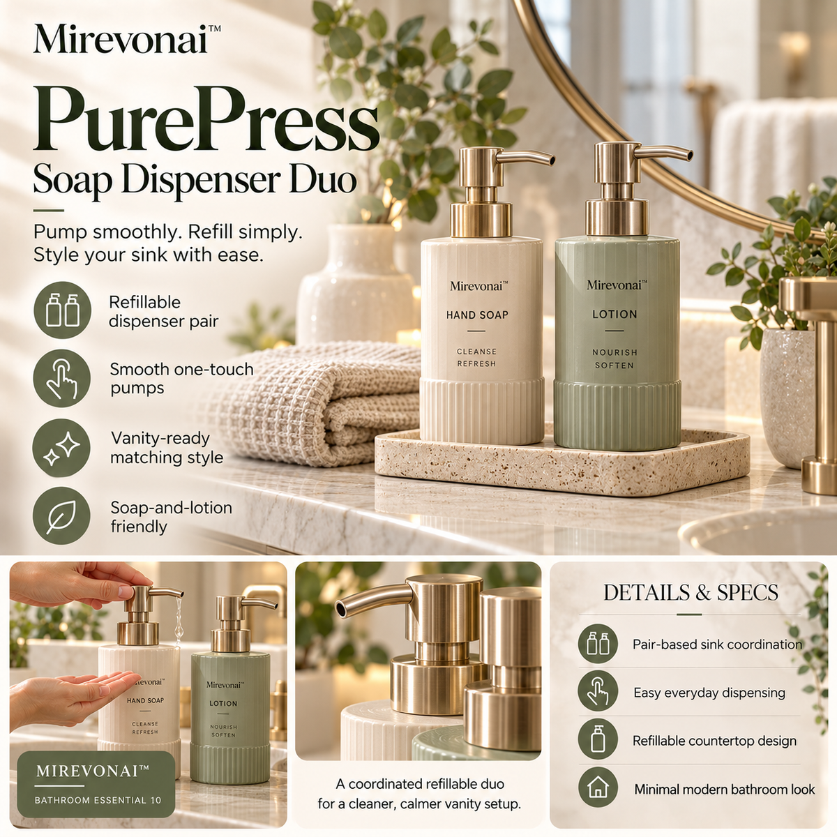 Mirevonai™ PurePress Soap Dispenser Duo