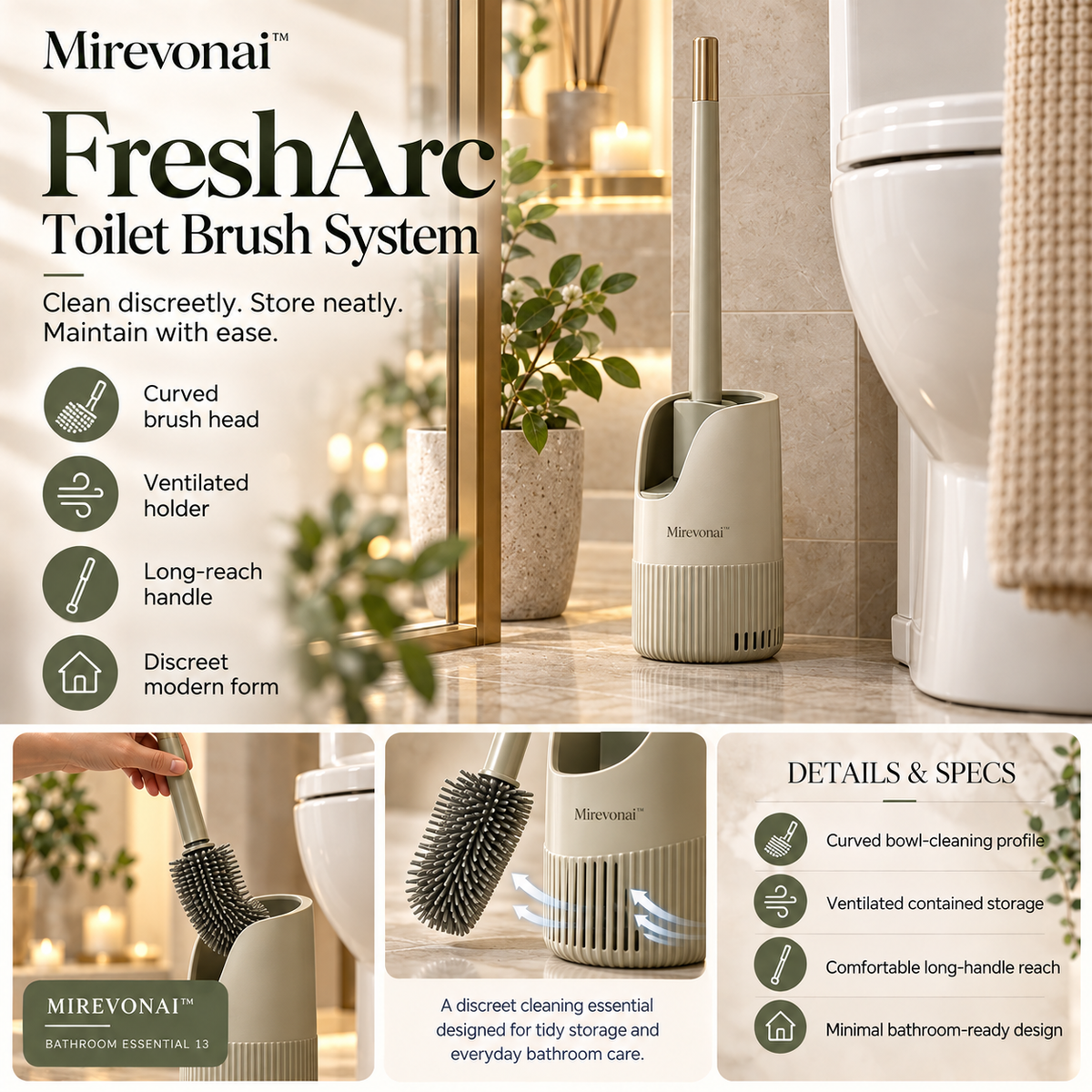 Mirevonai™ FreshArc Toilet Brush System