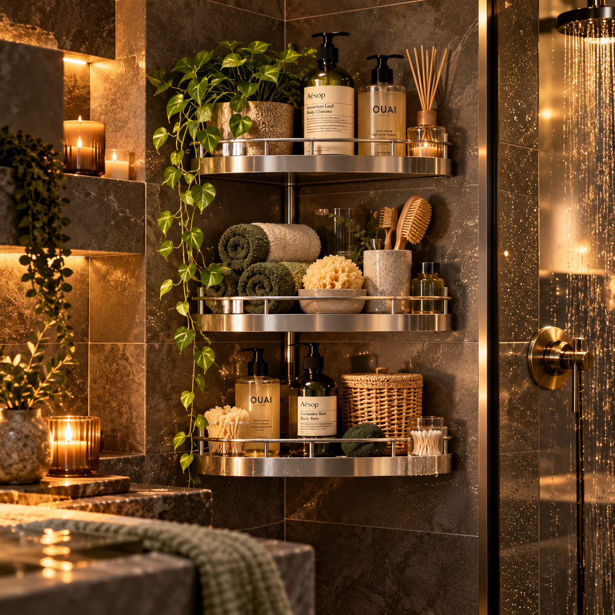Mirevonai™ CornerCalm Tiered Bathroom Shelf